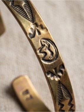 Vintage Southwestern Hand-Stamped Cuff Bracelet | Signed VT | Boho Western